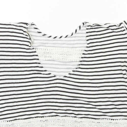 Miss Selfridge Womens Blue Striped  Basic T-Shirt Size 6
