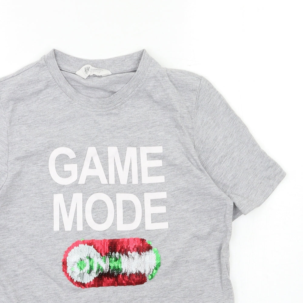 H&M Boys Grey   Basic T-Shirt Size 11-12 Years  - game mode
