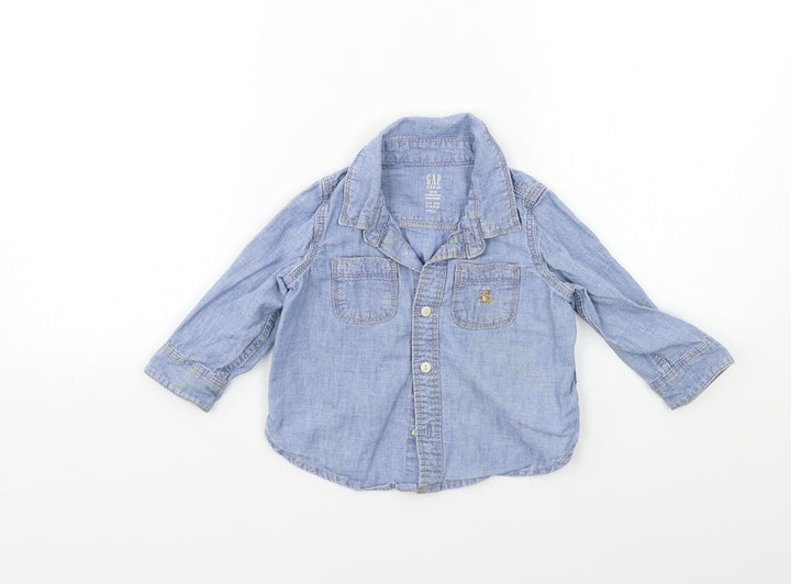 Gap Baby Blue Denim Basic Button-Up Size 12-18 Months