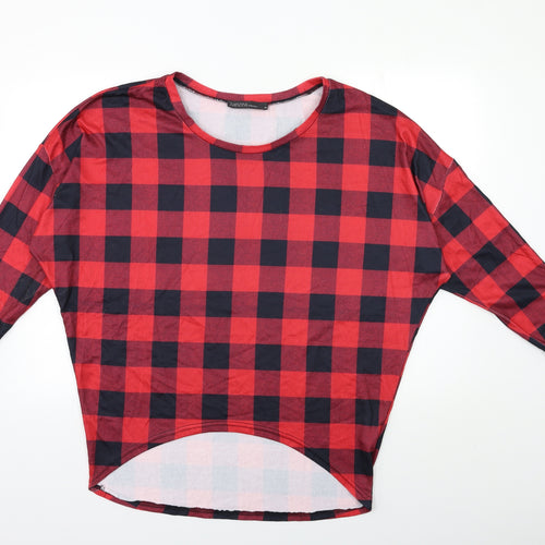 Zanzea Womens Red Check  Basic T-Shirt Size M