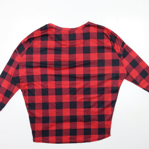 Zanzea Womens Red Check  Basic T-Shirt Size M