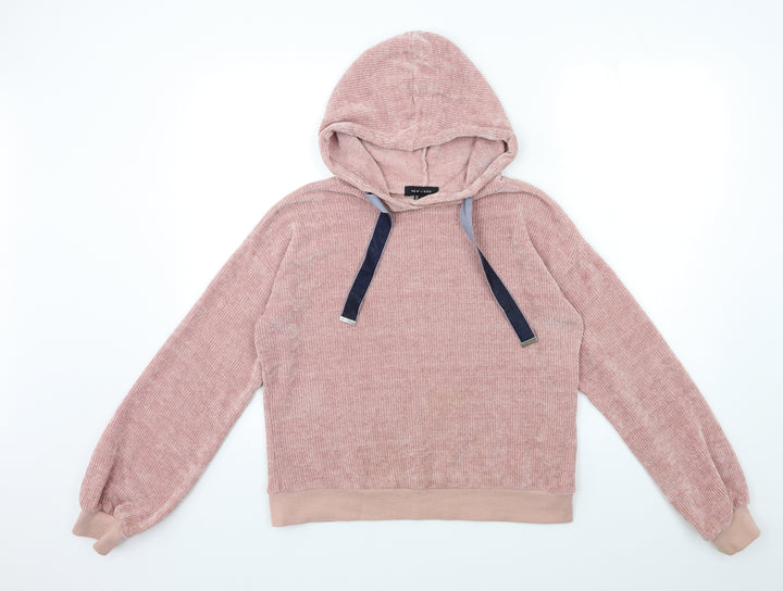 New Look Womens Pink  Knit Pullover Hoodie Size S