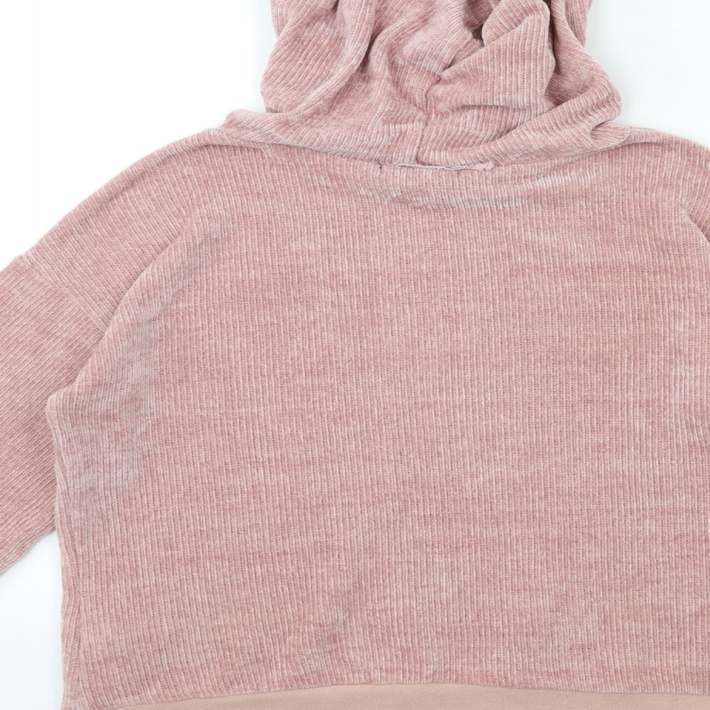 New Look Womens Pink  Knit Pullover Hoodie Size S