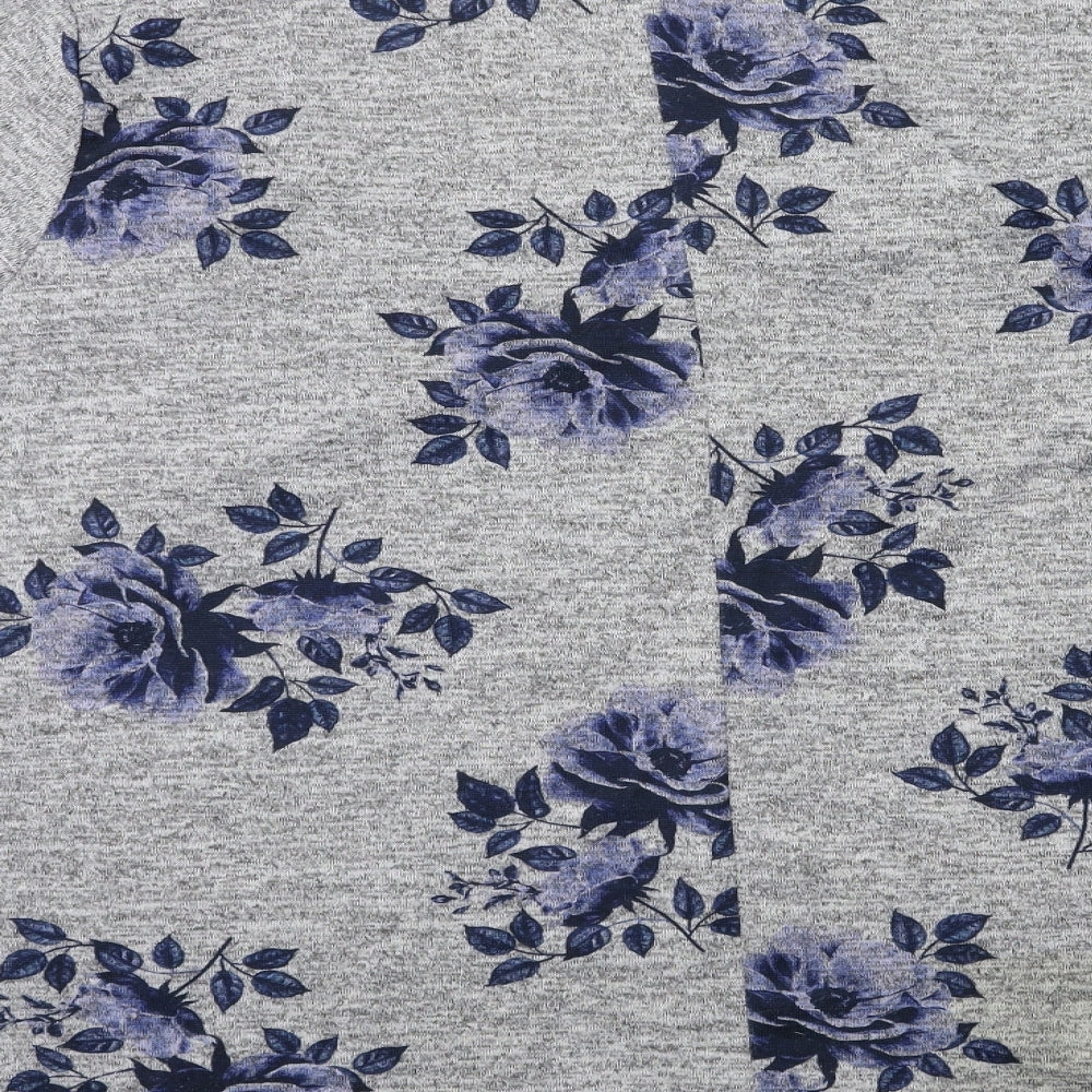 M&Co Womens Grey Floral  Basic T-Shirt Size 24