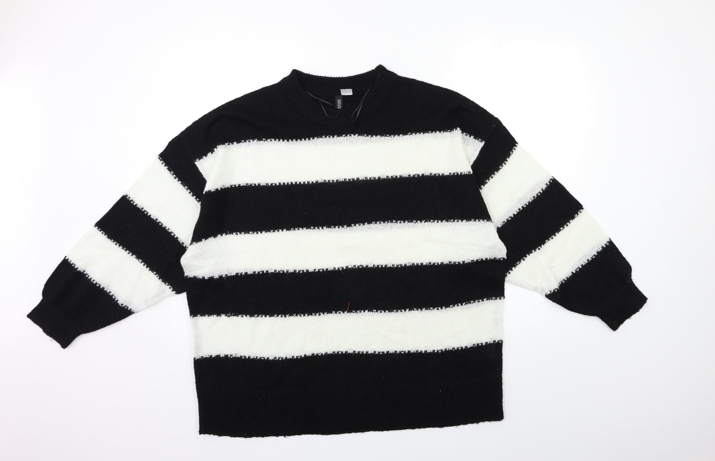 H&M Womens Black Striped Knit Pullover Jumper Size M