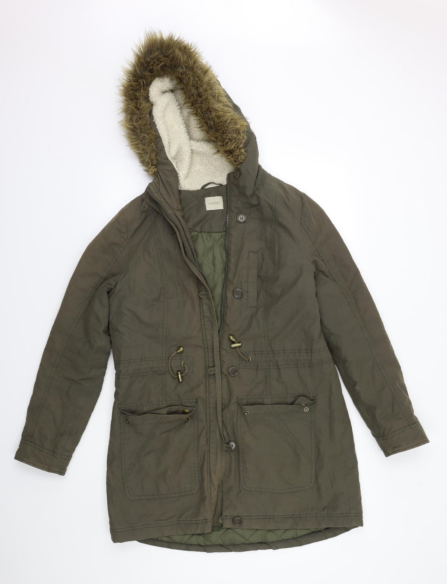 George Womens Green   Parka Coat Size 10
