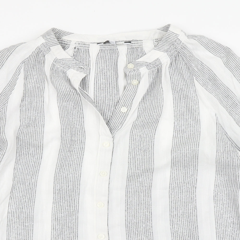 NEXT Womens White Striped  Basic Blouse Size 16