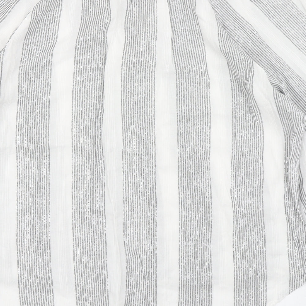 NEXT Womens White Striped  Basic Blouse Size 16