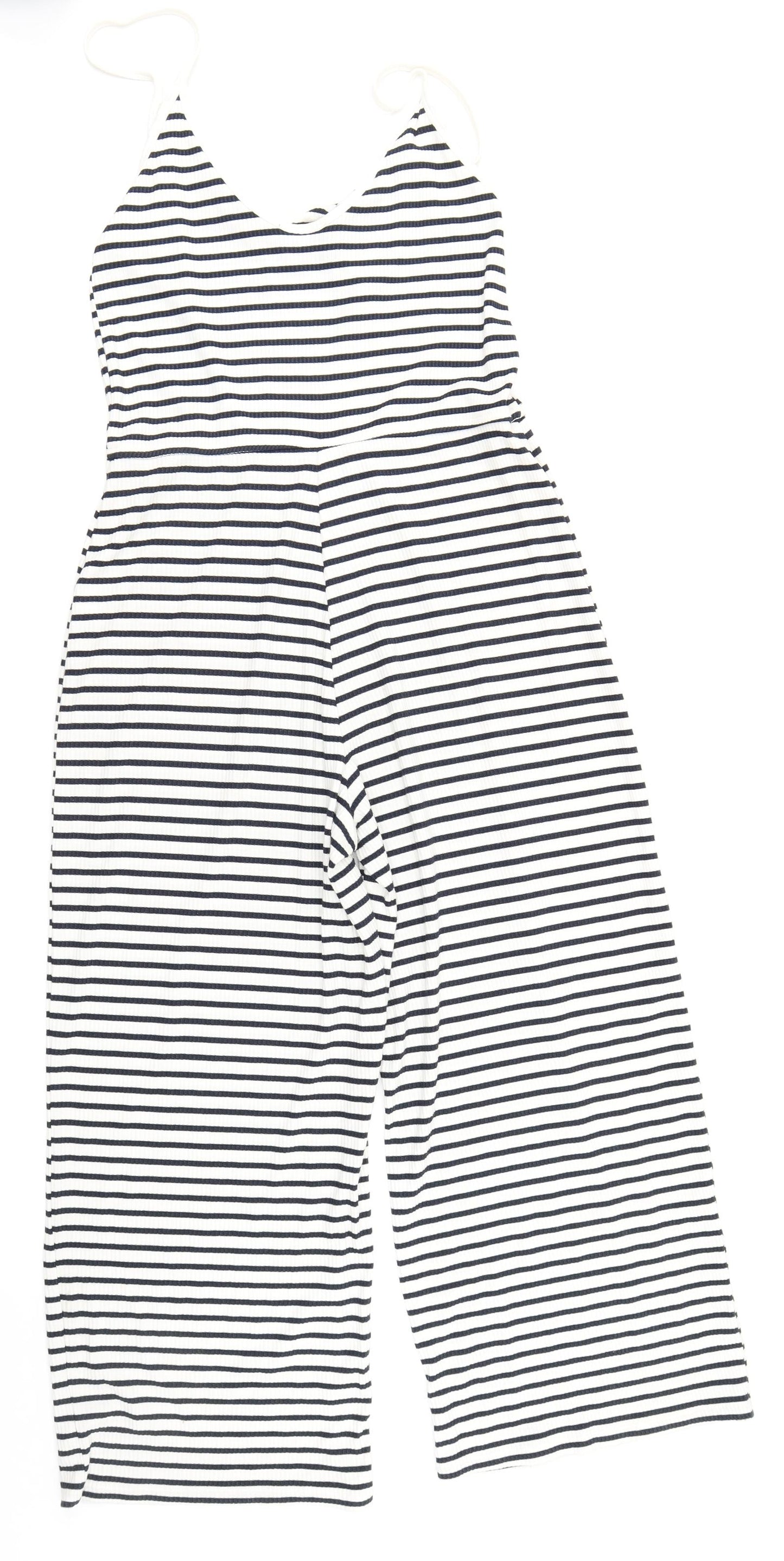 Topshop Womens White Striped  Jumpsuit One-Piece Size 12 L23 in