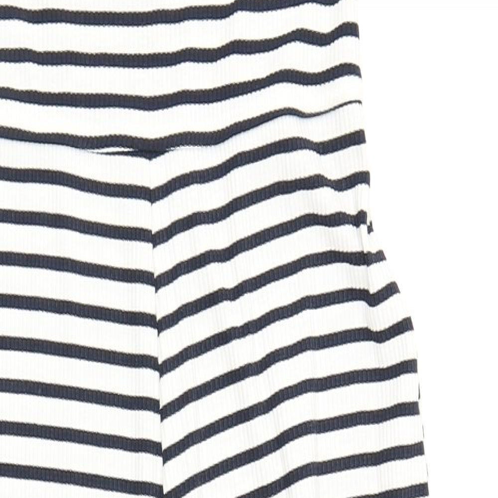 Topshop Womens White Striped  Jumpsuit One-Piece Size 12 L23 in