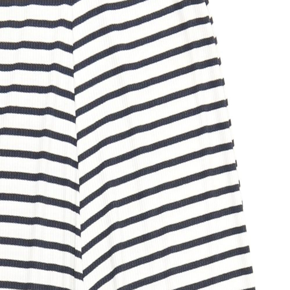 Topshop Womens White Striped  Jumpsuit One-Piece Size 12 L23 in