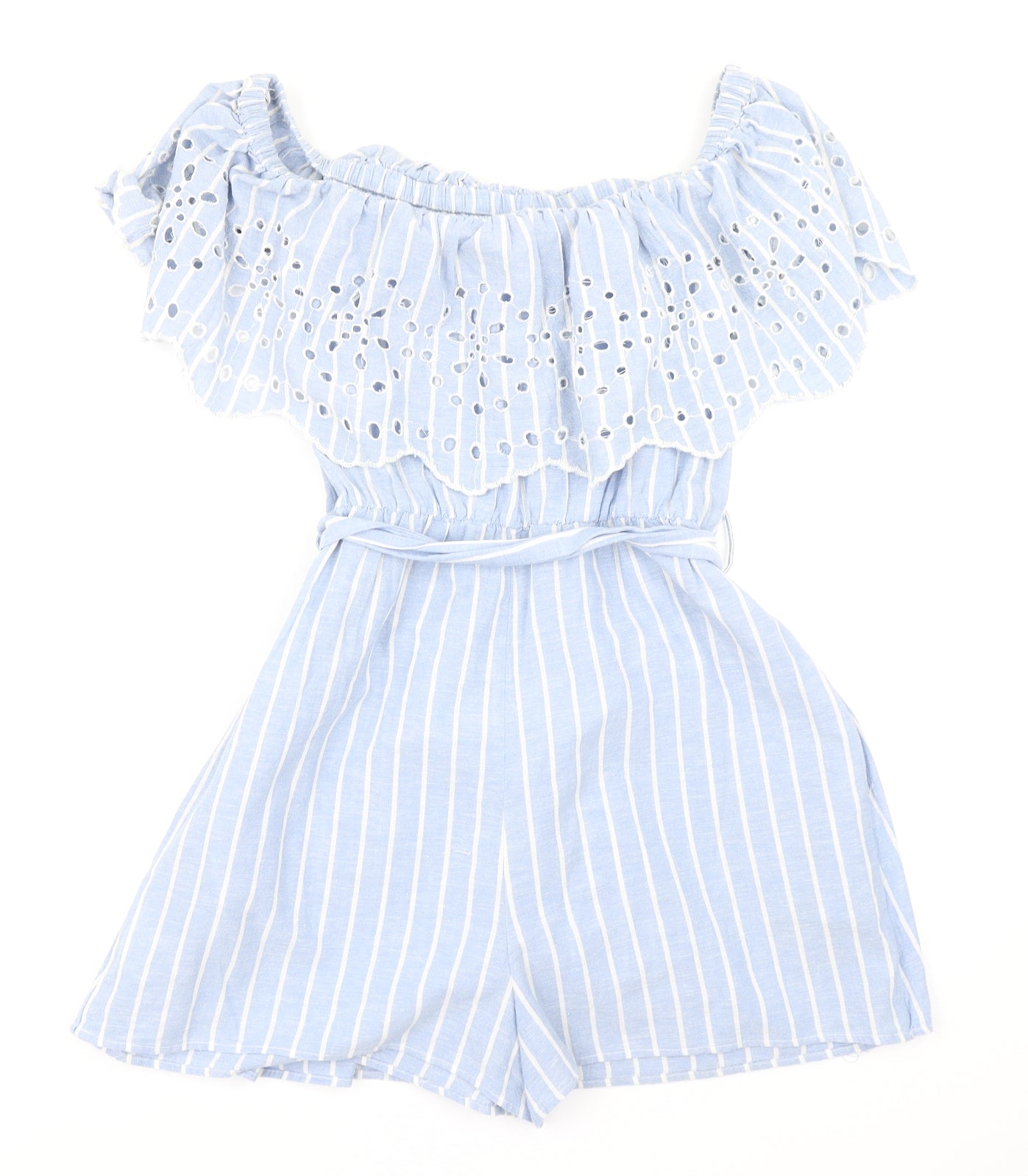 Zara Womens Blue Striped  Playsuit One-Piece Size M
