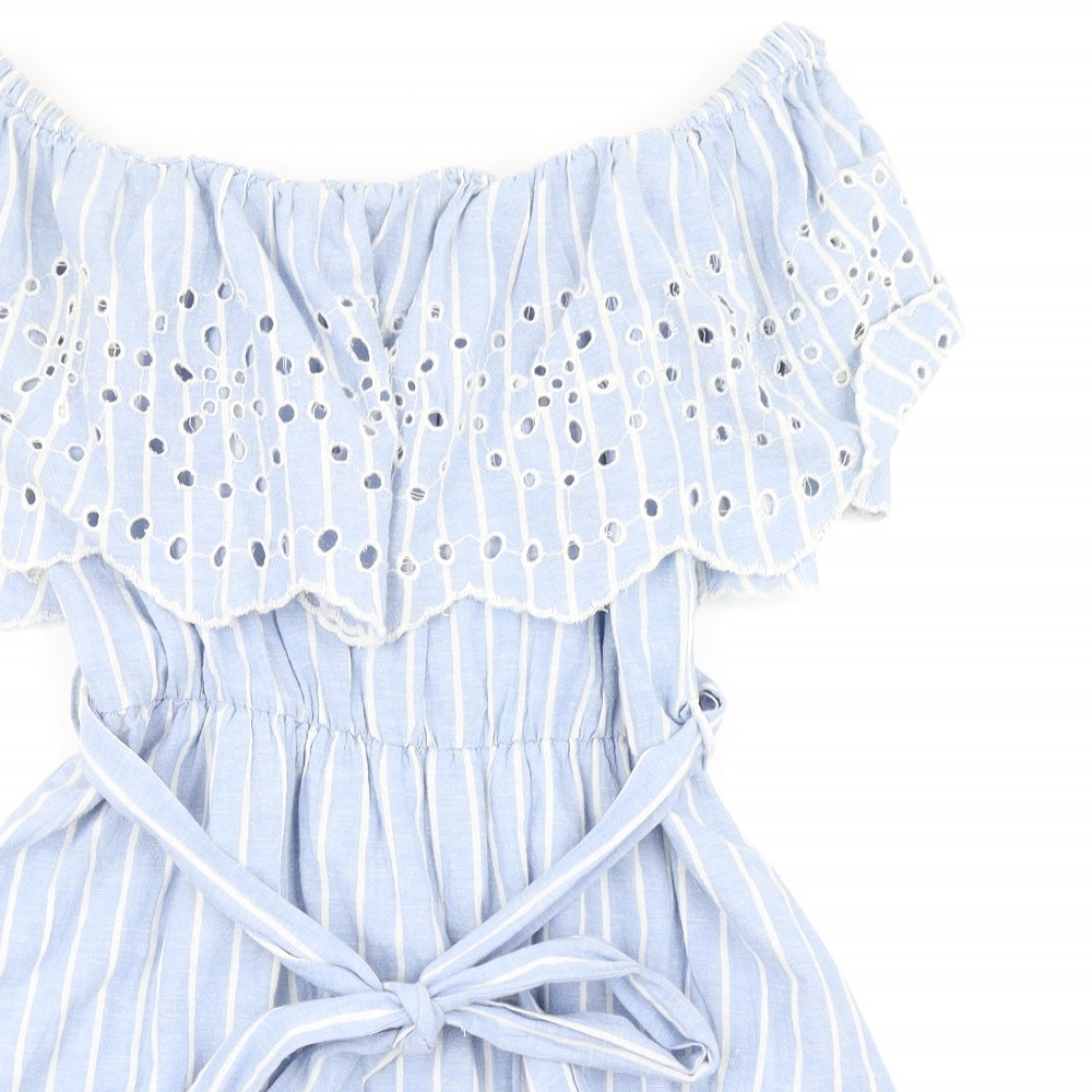 Zara Womens Blue Striped  Playsuit One-Piece Size M