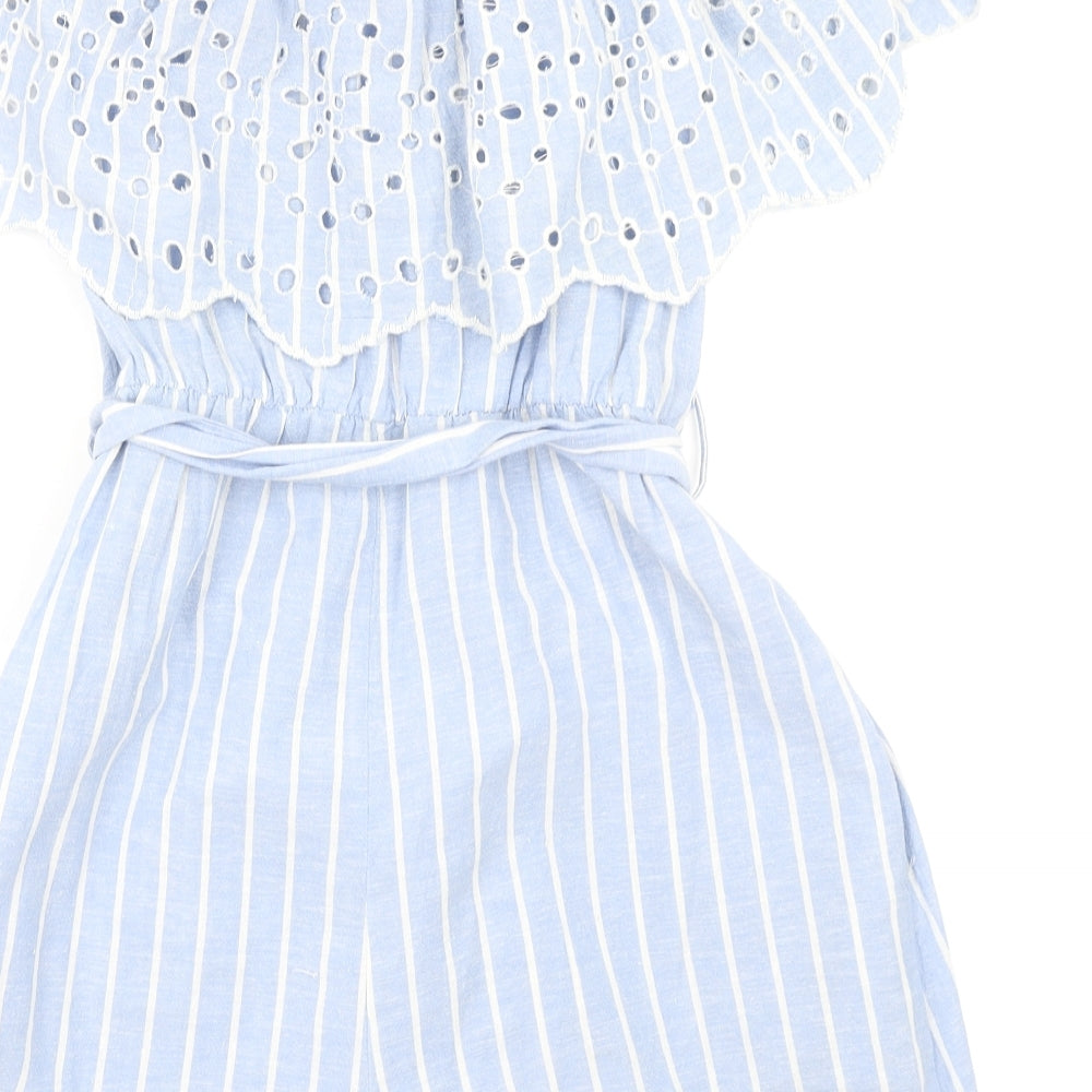 Zara Womens Blue Striped  Playsuit One-Piece Size M