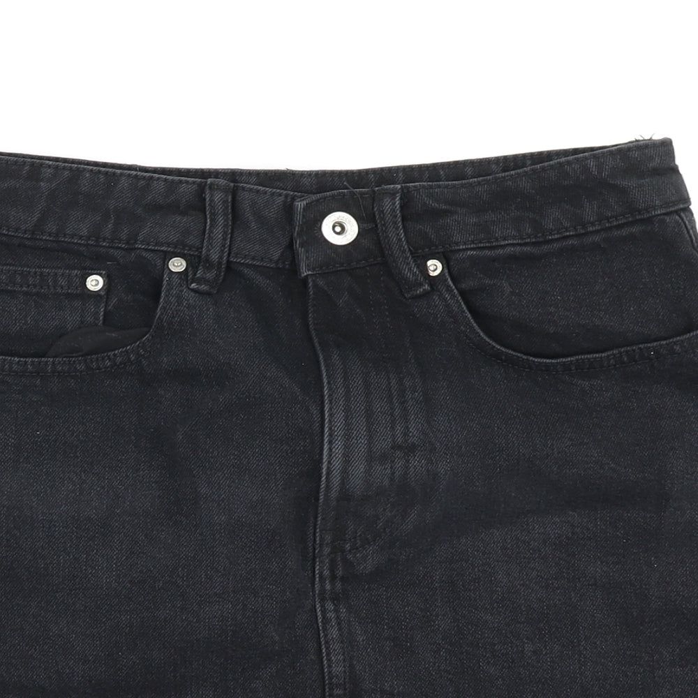 Zara Womens Black  Denim A-Line Skirt Size M