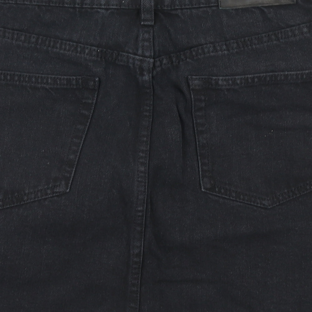 Zara Womens Black  Denim A-Line Skirt Size M