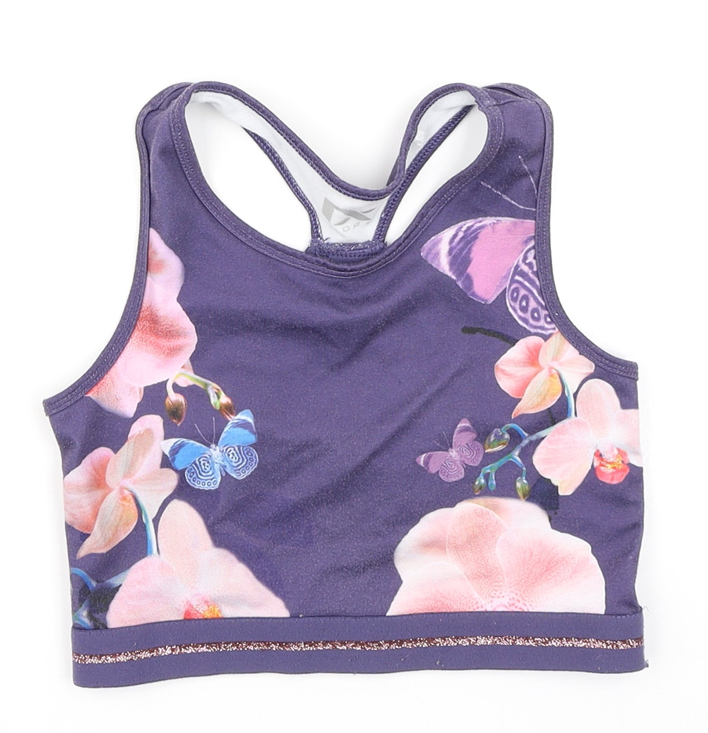 NEXT Girls Purple Floral  Cropped Tank Size 9-10 Years