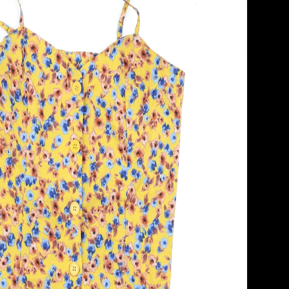 Primark Womens Yellow Floral  Playsuit One-Piece Size 12