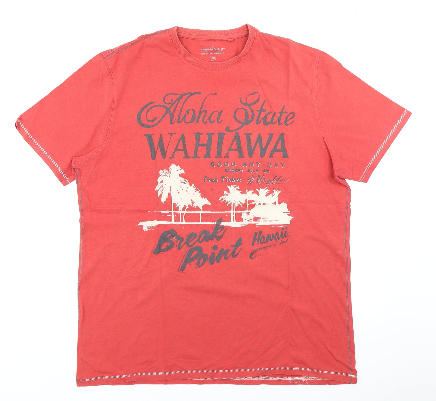 TU Mens Red    T-Shirt Size L