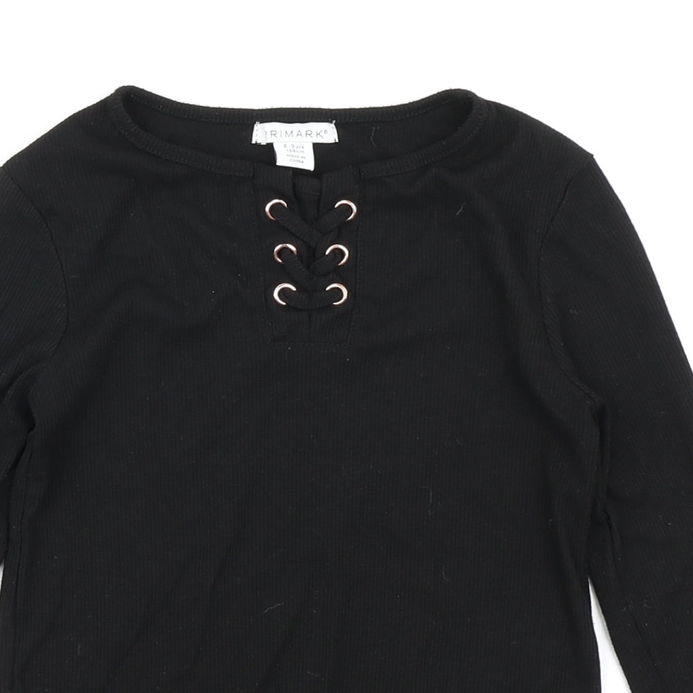 Primark Girls Black   Basic T-Shirt Size 8-9 Years