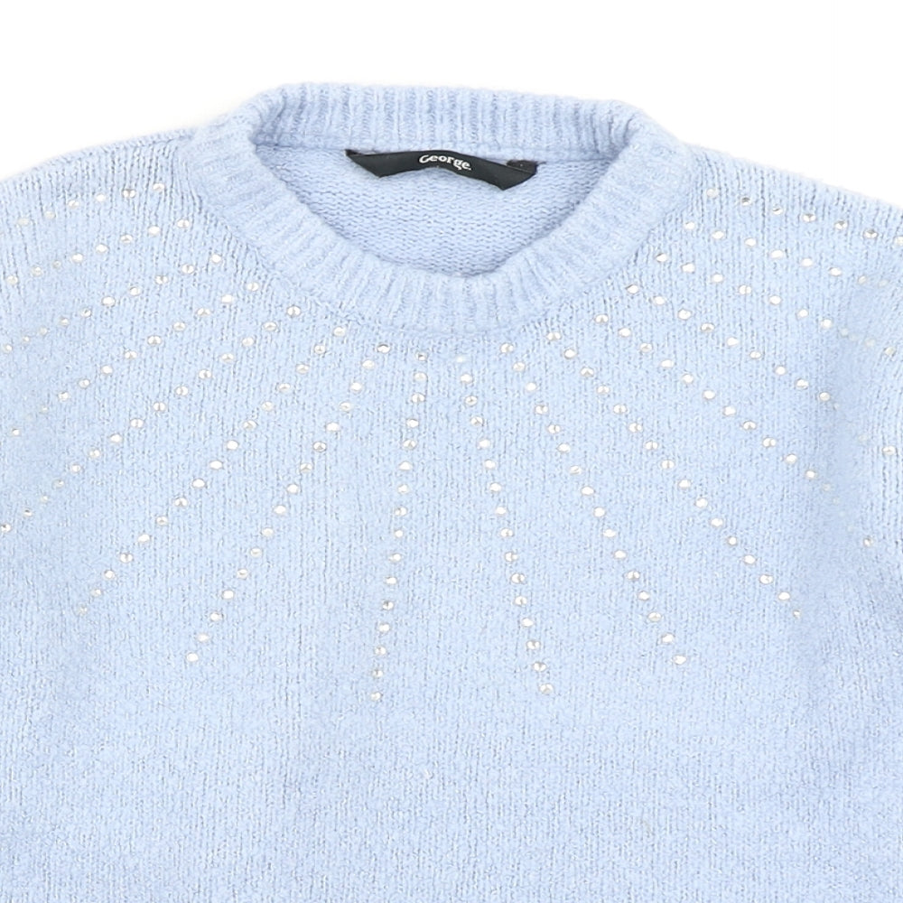 George Girls Blue  Knit Pullover Jumper Size 7-8 Years