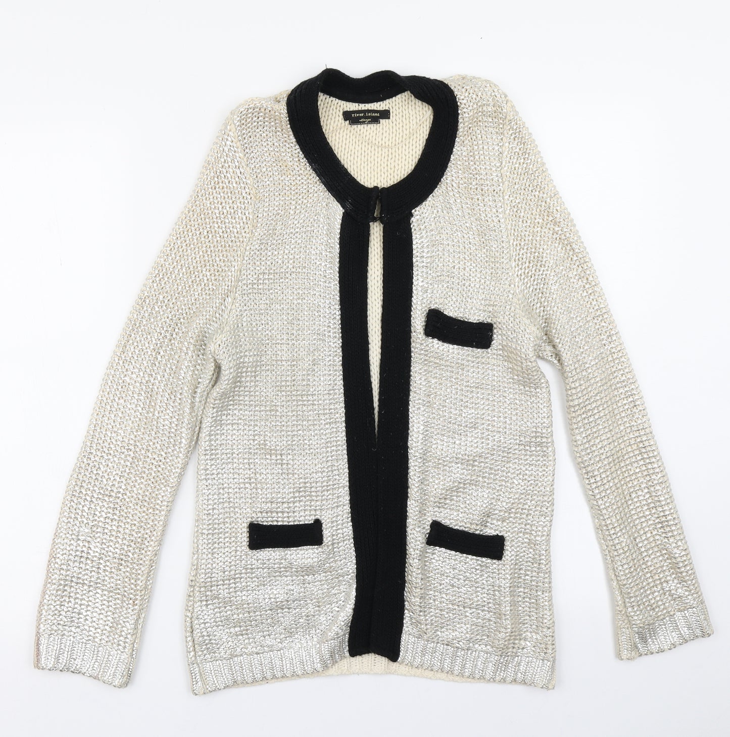River Island Womens Gold  Knit Cardigan Jumper Size L