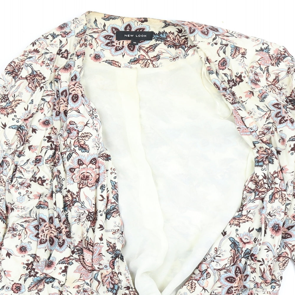 New Look Womens Ivory Floral  Jacket Blazer Size 14
