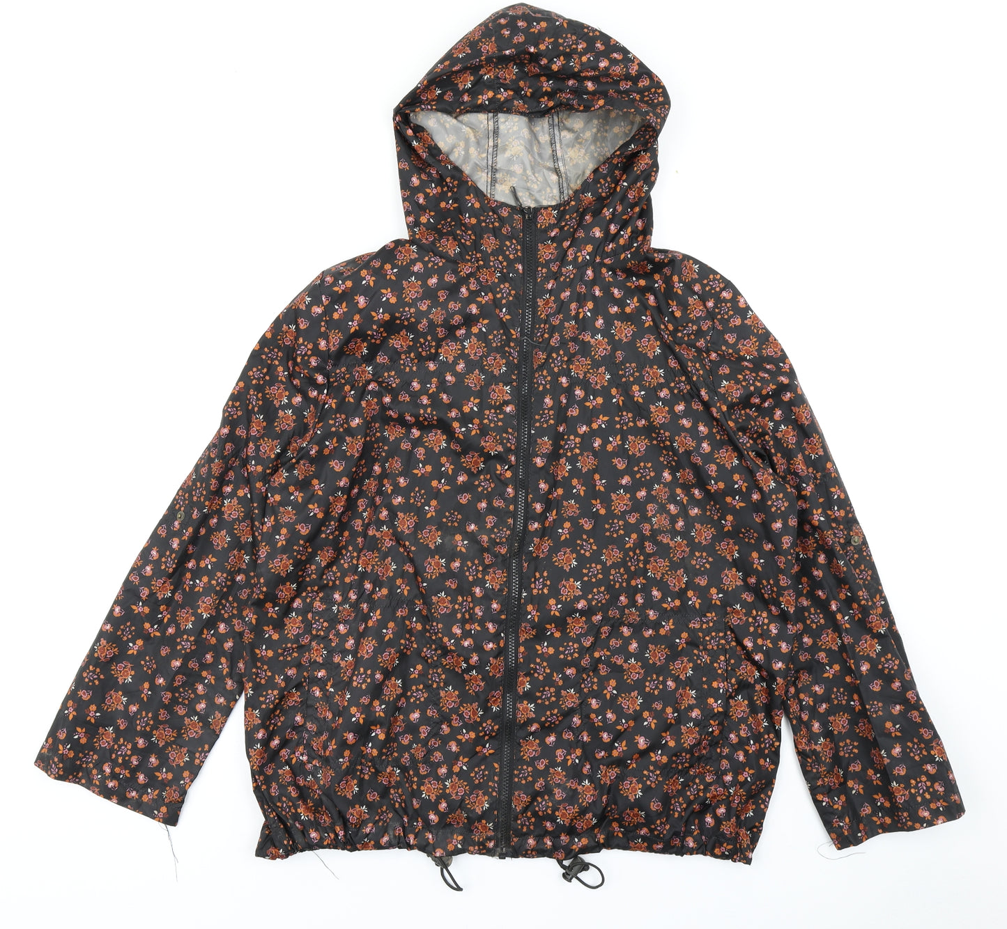 E-vie Womens Black Floral  Rain Coat Coat Size 18