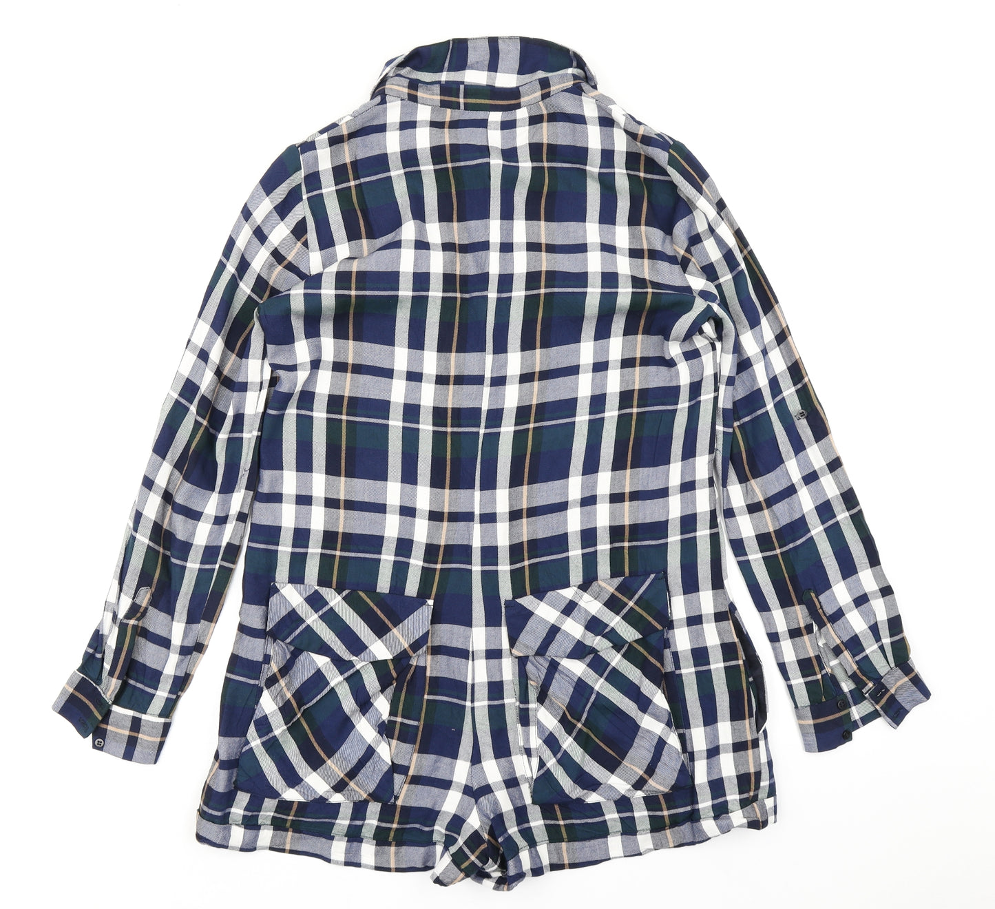 Zara Womens Blue Plaid  Romper One-Piece Size M