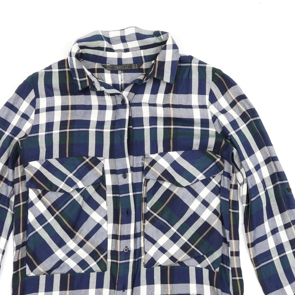 Zara Womens Blue Plaid  Romper One-Piece Size M