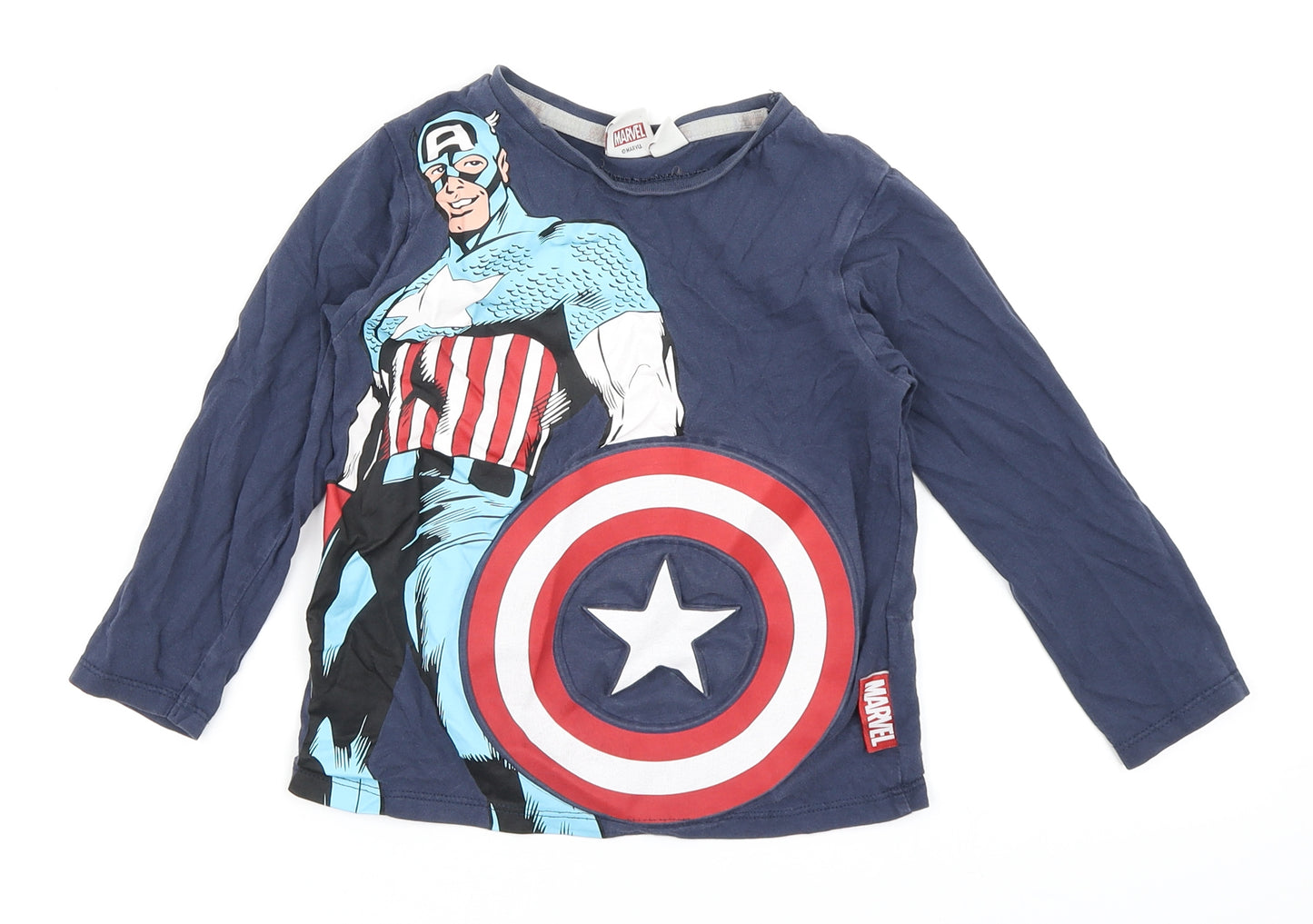 Marvel Boys Blue   Basic T-Shirt Size 3-4 Years  - Captain America