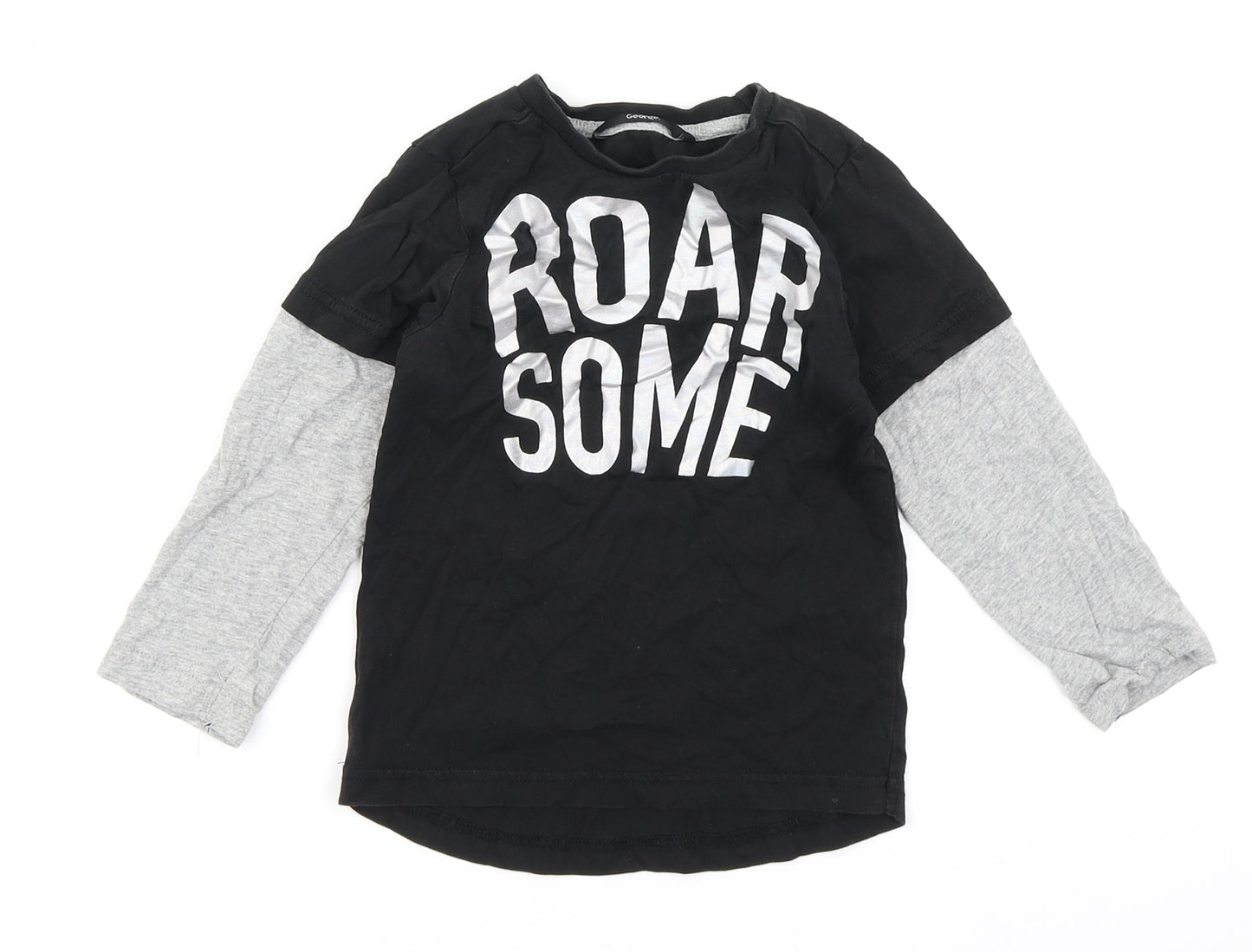George Boys Black   Basic T-Shirt Size 2-3 Years