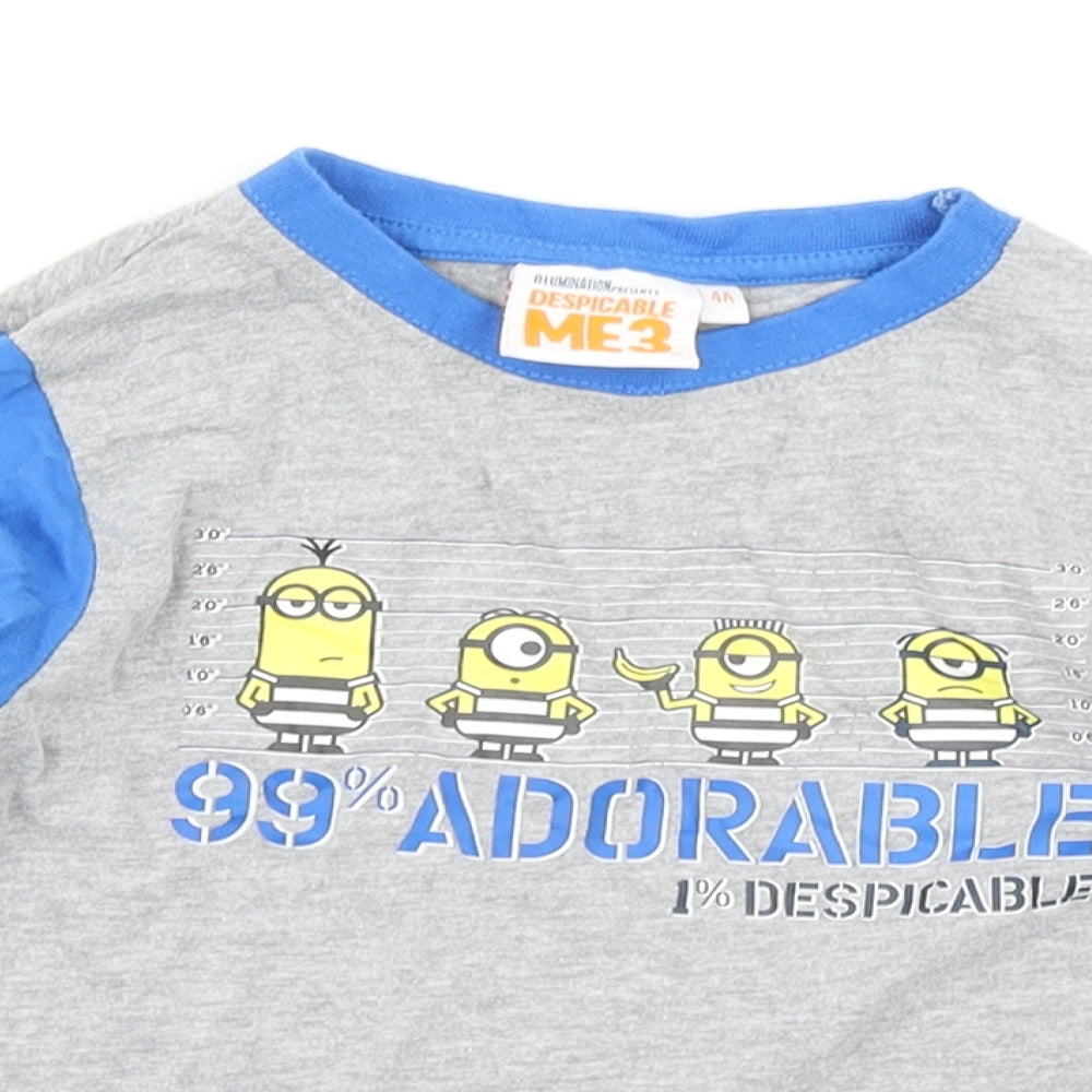 Despicable Me Boys Grey Colourblock  Basic T-Shirt Size 4 Years  - Minions