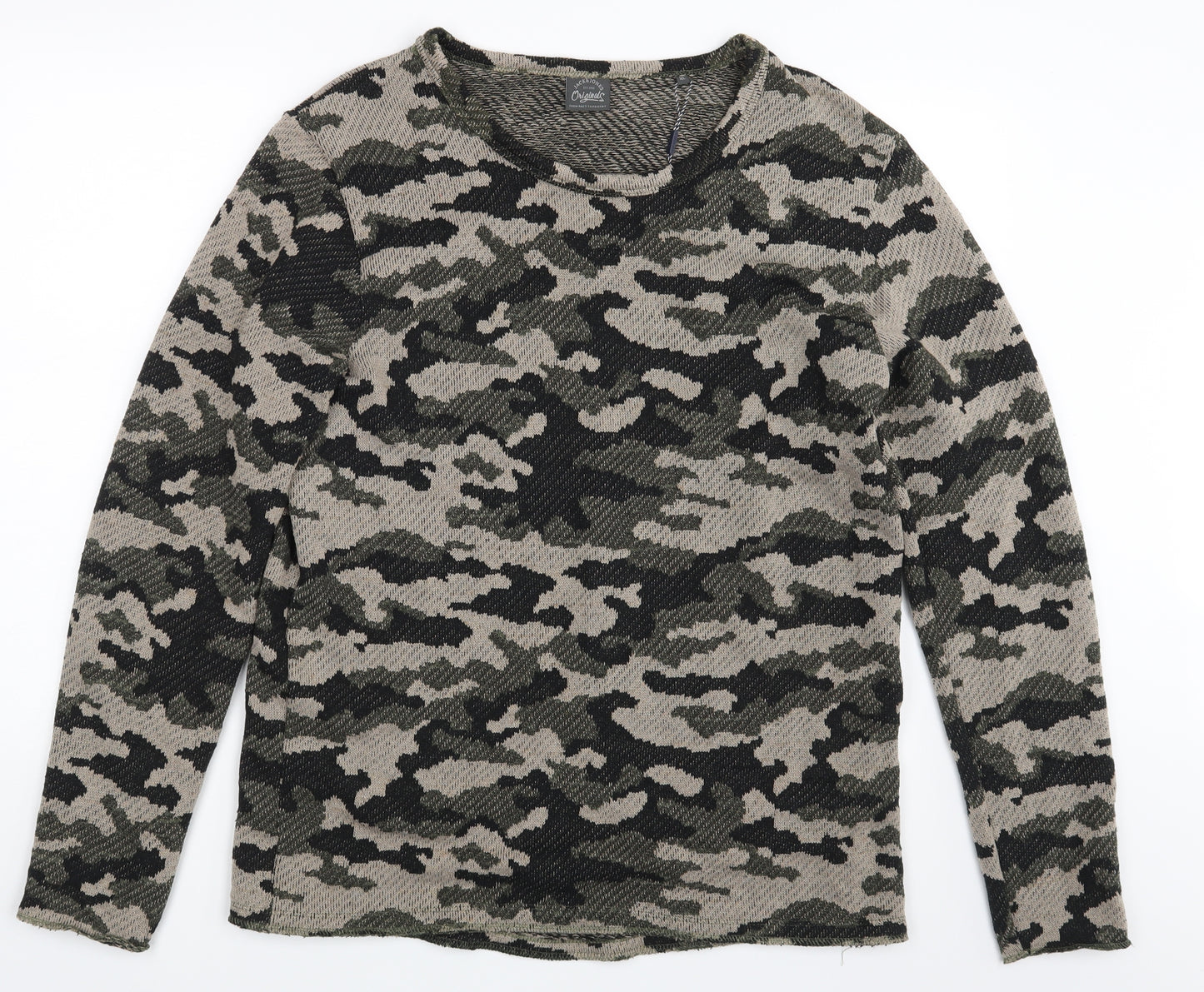 JACK & JONES Mens Multicoloured Camouflage  Pullover Jumper Size XL