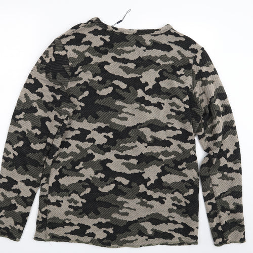 JACK & JONES Mens Multicoloured Camouflage  Pullover Jumper Size XL