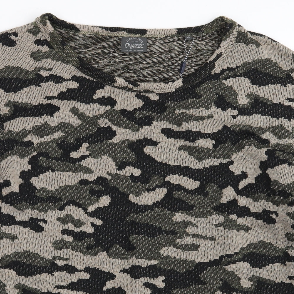 JACK & JONES Mens Multicoloured Camouflage  Pullover Jumper Size XL