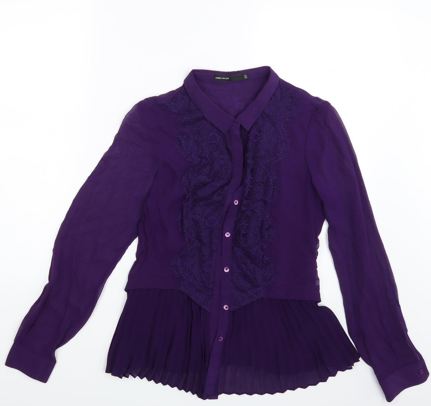 Karen Millen Womens Purple   Basic Button-Up Size 8