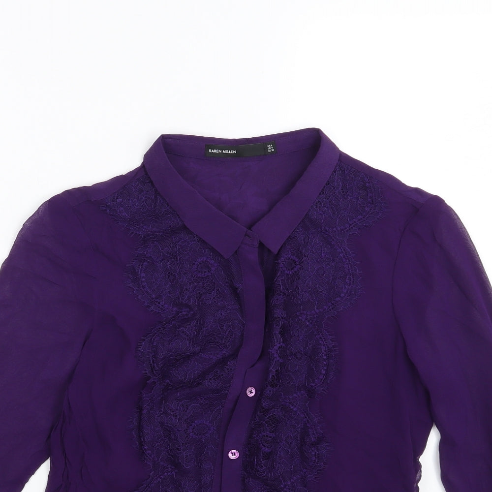 Karen Millen Womens Purple   Basic Button-Up Size 8