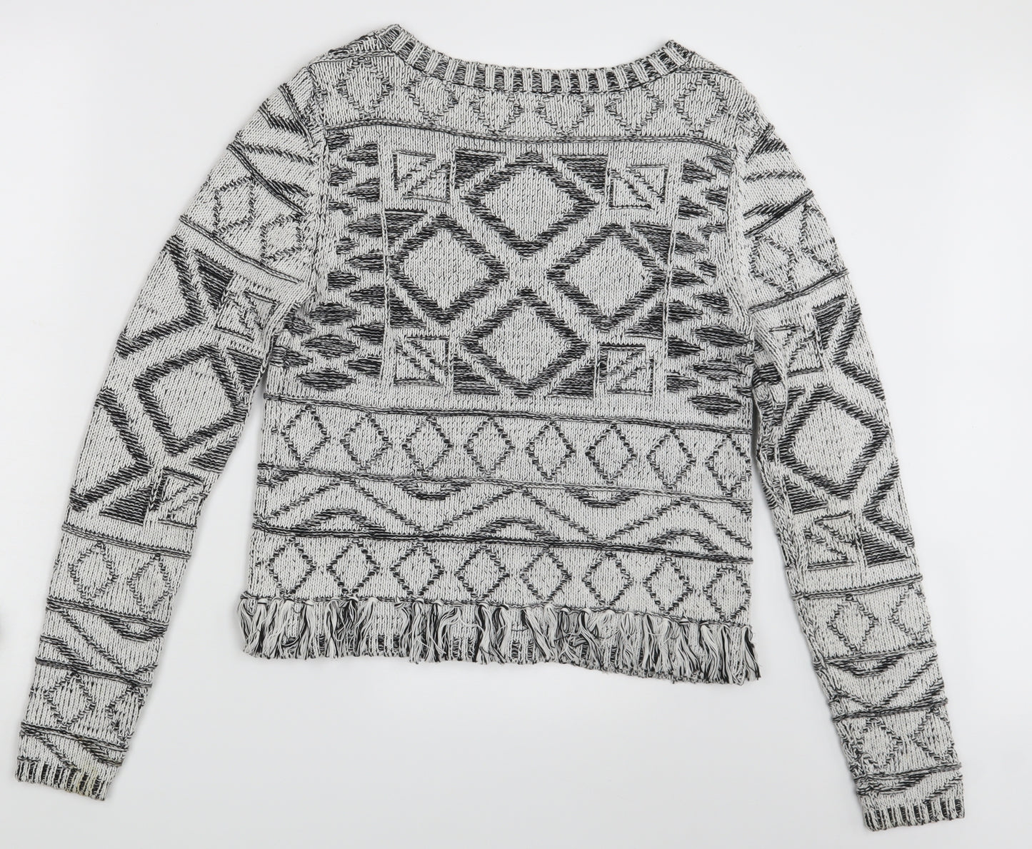 Love Label Womens White Argyle/Diamond  Pullover Jumper Size 10