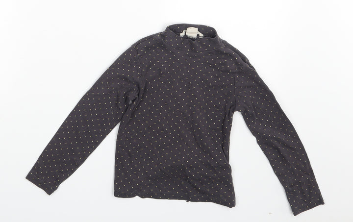 H&M Girls Grey Polka Dot  Pullover T-Shirt Size 4-5 Years