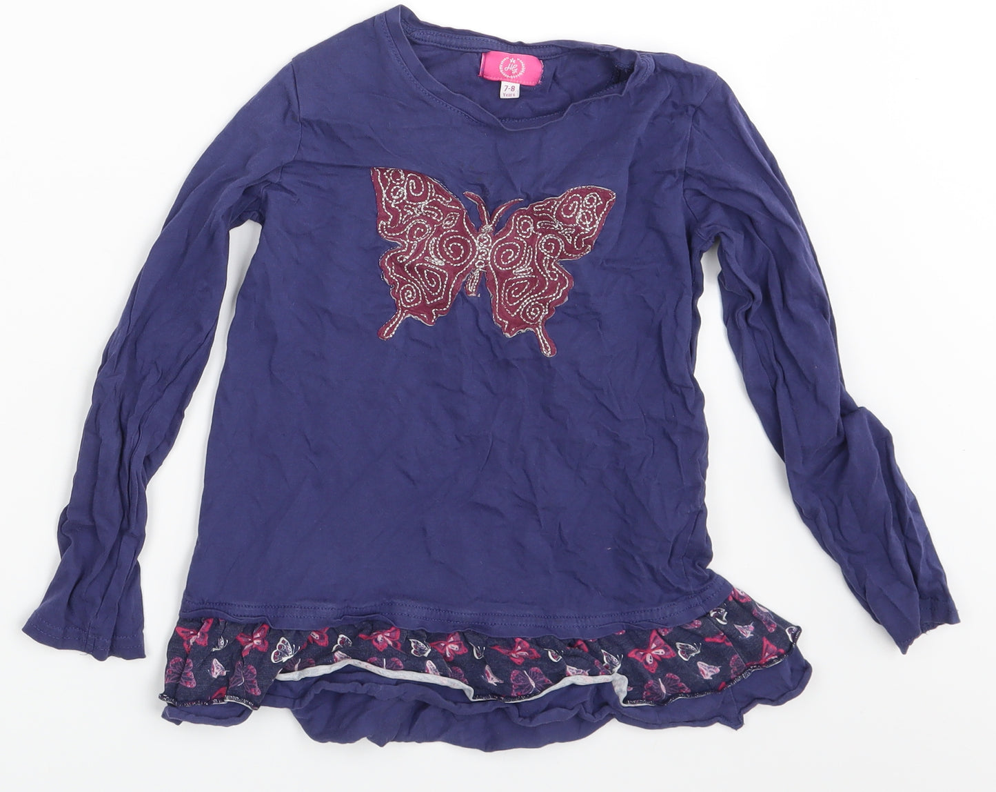 Harper Girl Girls Blue   Basic T-Shirt Size 7-8 Years