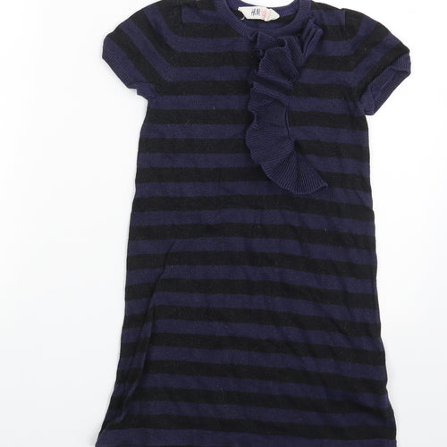H&M Girls Blue Spotted  A-Line  Size 6-7 Years