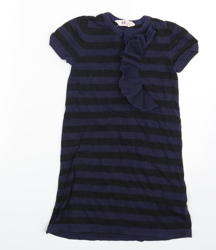 H&M Girls Blue Spotted A-Line Size 6-7 Years