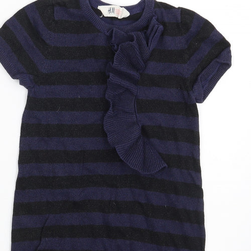 H&M Girls Blue Spotted  A-Line  Size 6-7 Years