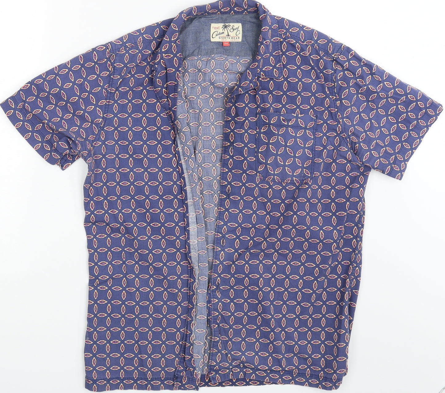 NEXT Mens Multicoloured Geometric   Button-Up Size M