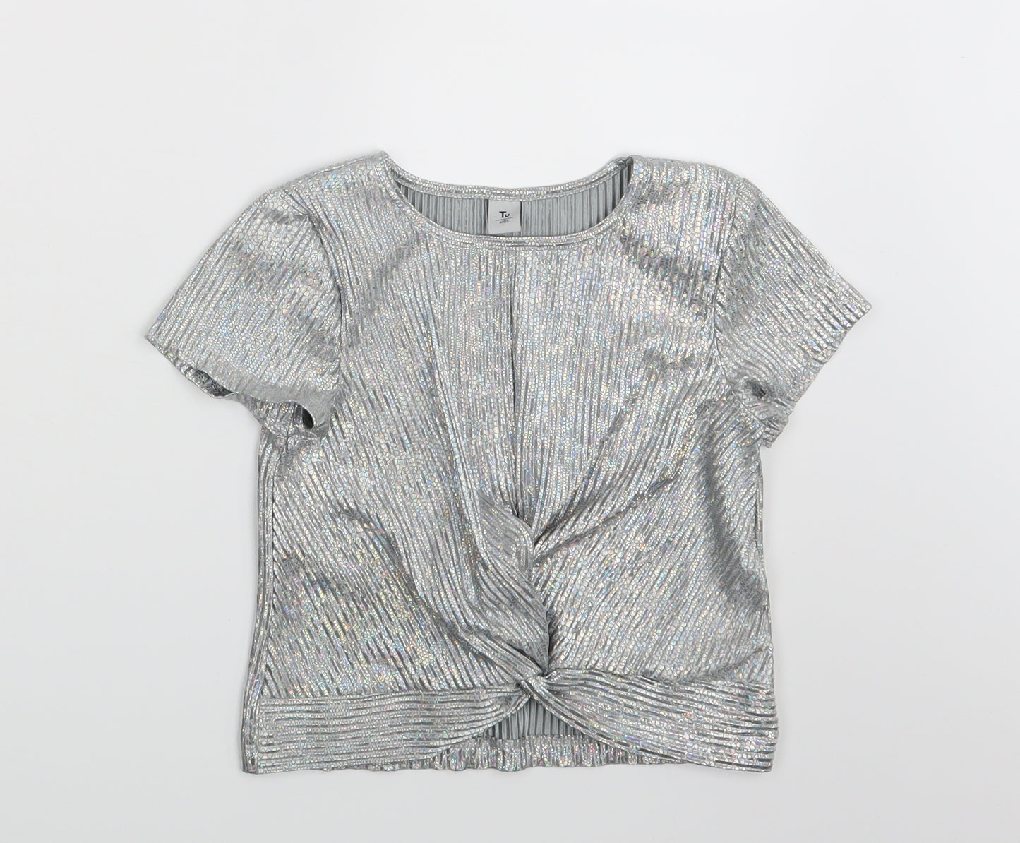 TU Girls Silver   Basic Blouse Size 9 Years