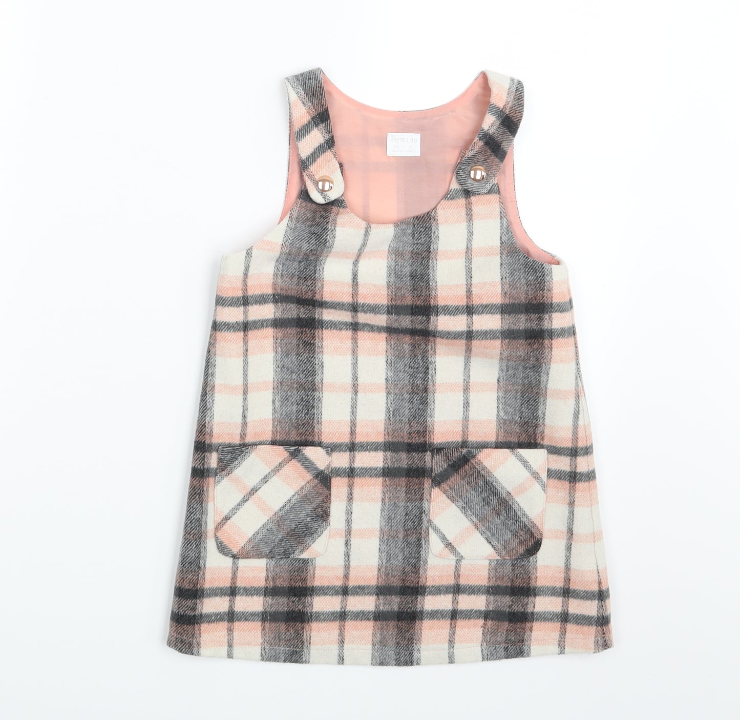 F&F Girls Multicoloured Check  Pinafore/Dungaree Dress  Size 4-5 Years