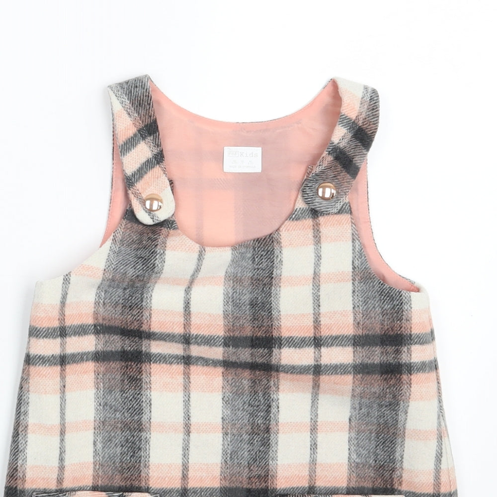 F&F Girls Multicoloured Check  Pinafore/Dungaree Dress  Size 4-5 Years