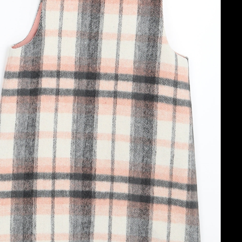 F&F Girls Multicoloured Check  Pinafore/Dungaree Dress  Size 4-5 Years