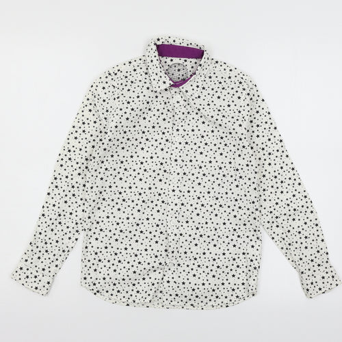 F&F Girls White Geometric  Basic Button-Up Size 8-9 Years